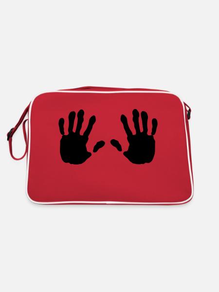 haende, Hand - Retro Tasche - Rot/Weiß