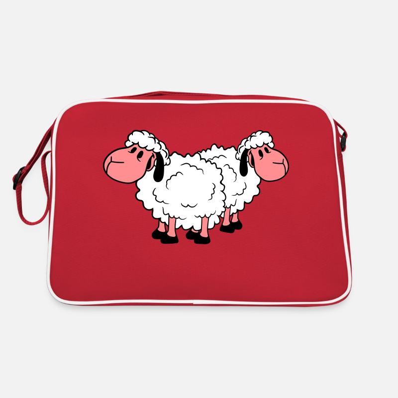 Deux Moutons Amis Équipe Équipage Mignon Petit Bébé Cher Sac Retro