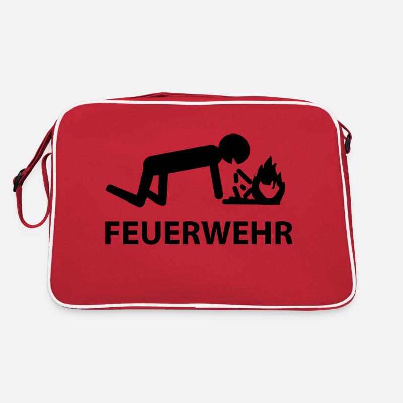 feuerwehr - Retro Tasche - Rot/Weiß