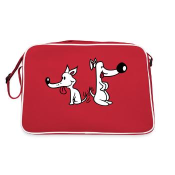 2 chiens gros nez excité mouvement - Sac Retro - rouge/blanc - Dos