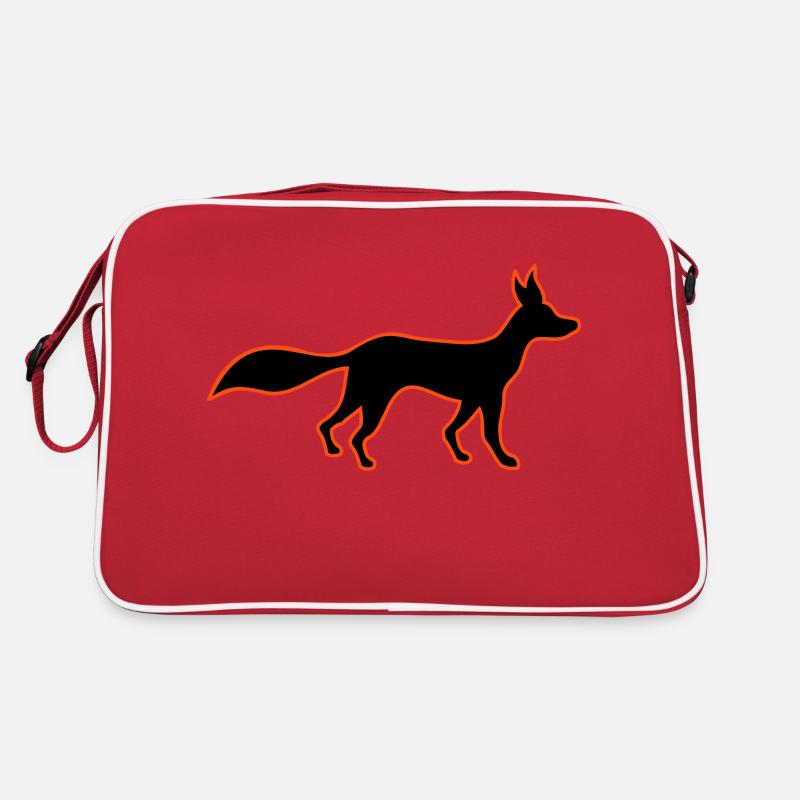 Fuchs Rotfuchs Wild Silhouette Umriss Kontur Rot Retro Tasche