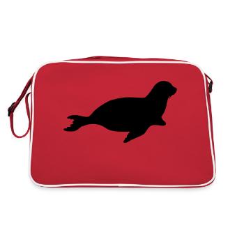 seal animal - Retro Tasche - Rot/Weiß - Hinten