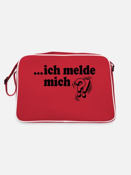 Ich melde mich Ich rufe an Vielleicht - Retro Tasche - Rot/Weiß - Hinten