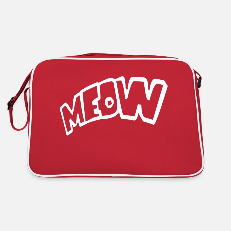 Meow Katze Comic Miau Buchstaben Kitten Text Zitat Retro Tasche