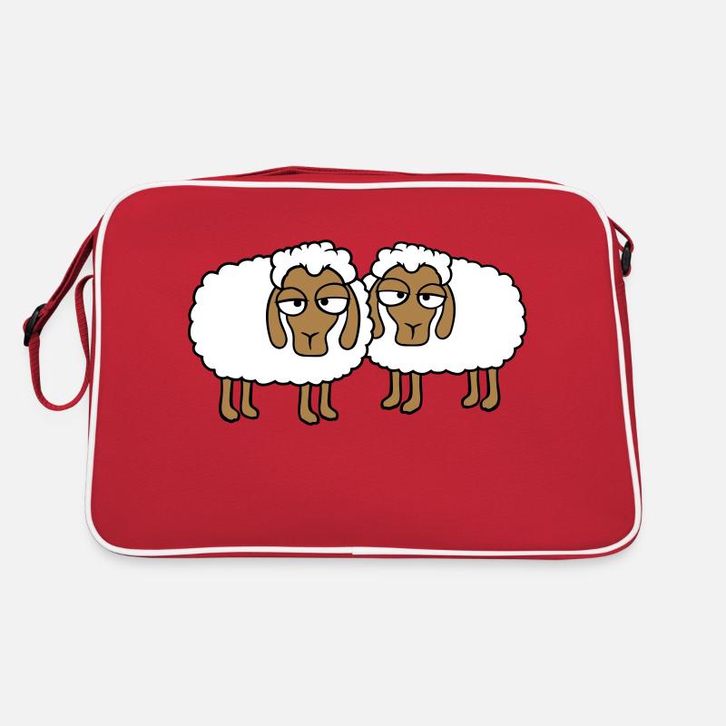 2 sheep tired bored look sheep team cute Retro Bag