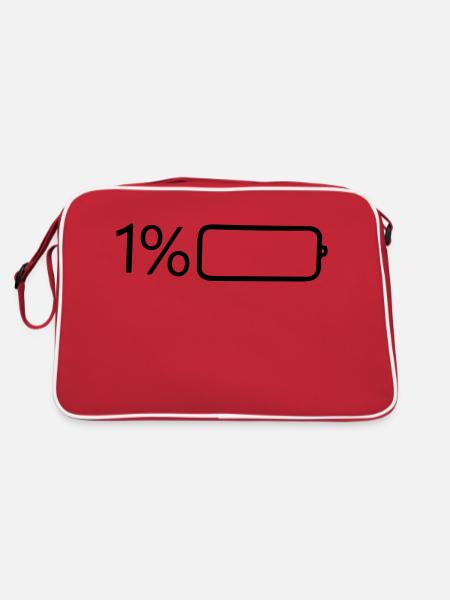 1 Prozent Leistung - Retro Tasche - Rot/Weiß - Hinten