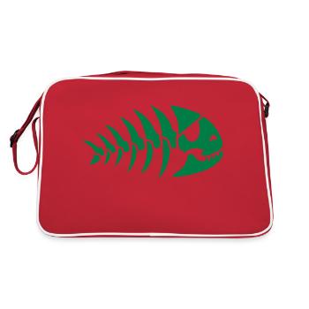 LUSTIGE FISCHGRÄTE MIT AUGENKLAPPE - Retro Tasche - Rot/Weiß - Hinten