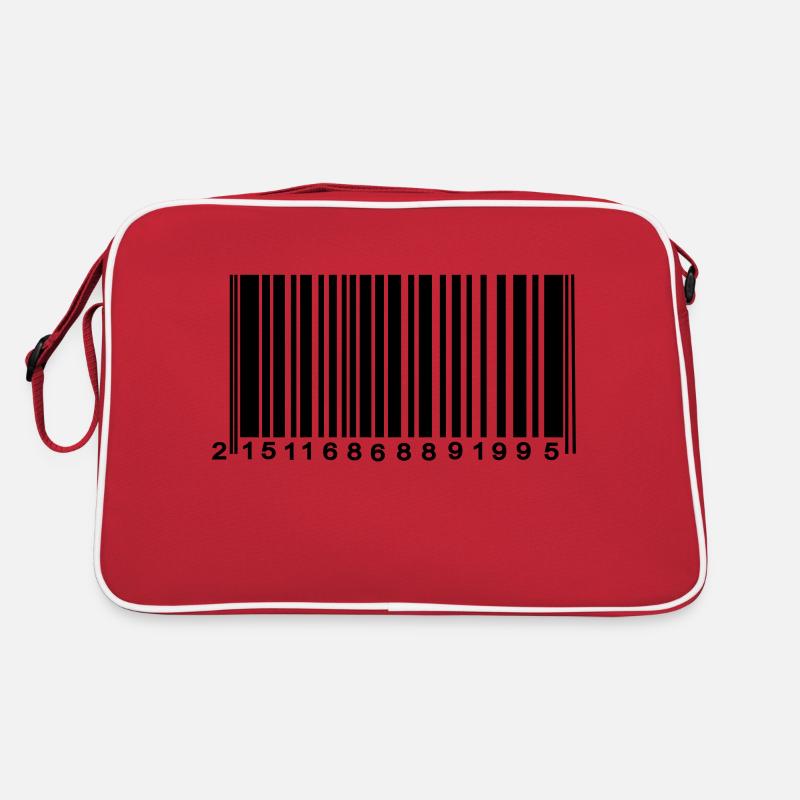 Barcode verschlüsselt - Retro Tasche - Rot/Weiß