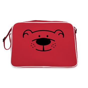 Funny bear head with black nose - Retro Bag - red/white - Back