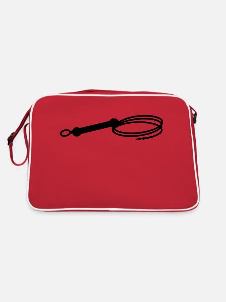 Peitsche + eigener Text - Retro Tasche - Rot/Weiß - Hinten