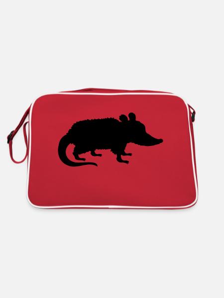Silhouette Opossum Design - Retro Bag - red/white - Back