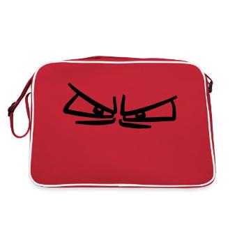 Cool evil angry eyes - Retro Bag - red/white - Back