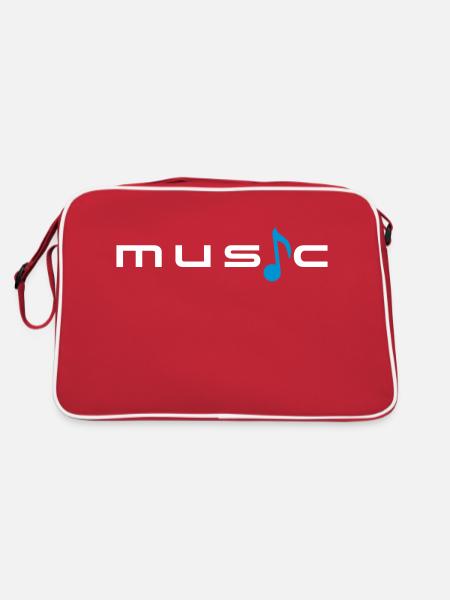 Musik Text Spruch Note Melodie Musiknote Audio - Retro Tasche - Rot/Weiß - Hinten