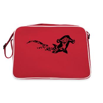 grand requin marteau style tattoo tribal - Sac Retro - rouge/blanc - Dos