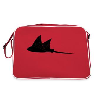 Adlerrochen im Modus Flug - Retro Tasche - Rot/Weiß - Hinten
