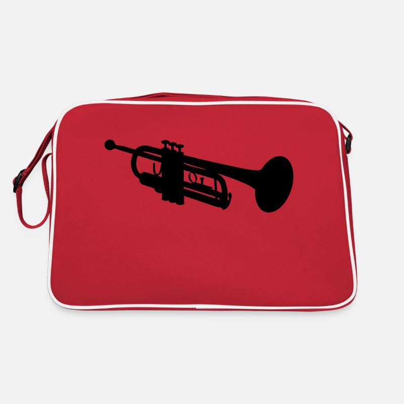 Trompete Silhouette - Retro Tasche - Rot/Weiß