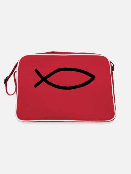 fisch_symbol - Sac Retro - rouge/blanc - Dos