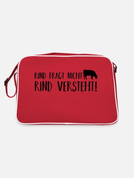 Rind fragt nicht - Retro Tasche - Rot/Weiß - Hinten