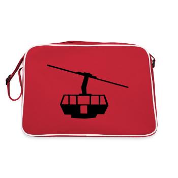 Seilbahn, Berge, Urlaub, - Retro Tasche - Rot/Weiß - Hinten