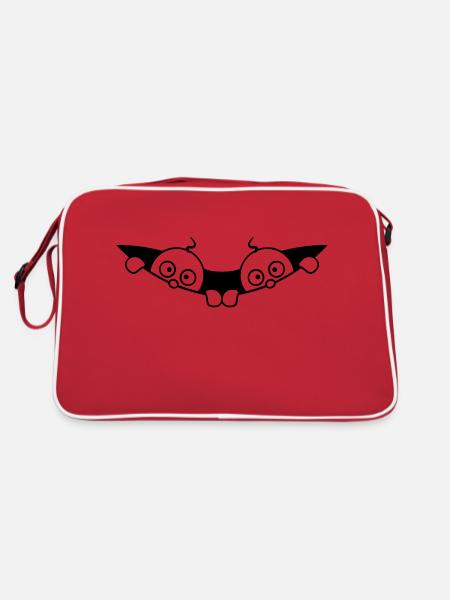Comic Zwillinge Gucken aus Bauch 2 Babys Schwanger - Retro Tasche - Rot/Weiß - Hinten