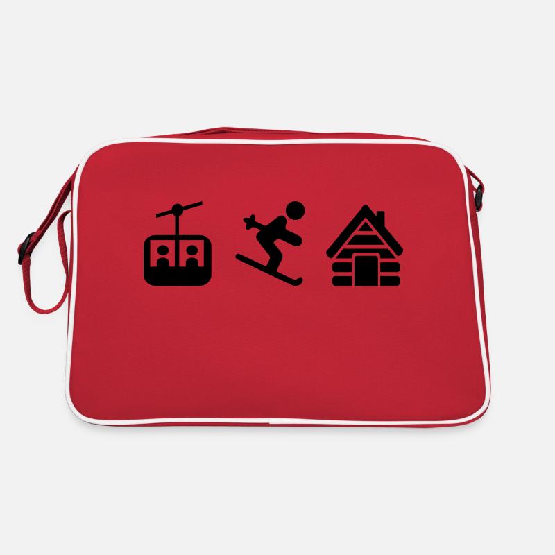 Ski - Retro Tasche - Rot/Weiß