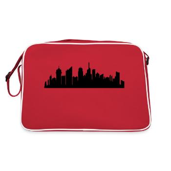 city metropolis silhouette outline capital big - Retro Bag - red/white - Back