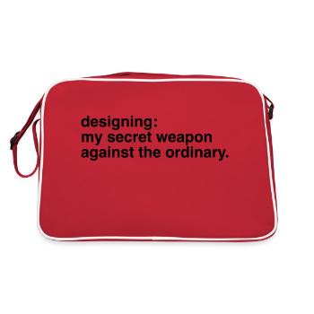 Designer Designerin Design 001 - Retro Tasche - Rot/Weiß - Hinten