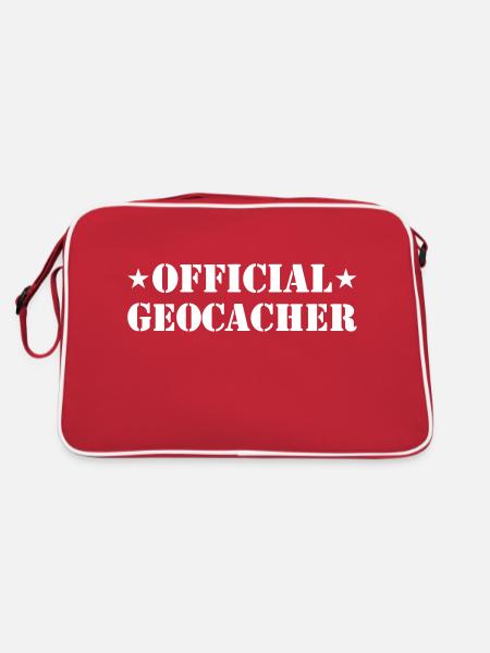 Official Geocacher - Retro Tasche - Rot/Weiß - Hinten