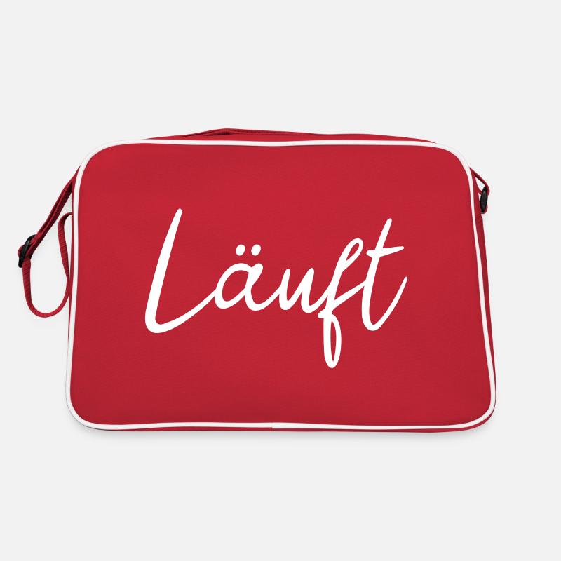 Läuft Schriftzug, Läuft bei dir, Läuft bei mir - Retro Tasche - Rot/Weiß