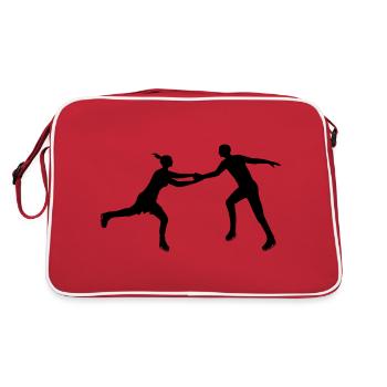 Eiskunstlauf Paar im Einklang - Retro Tasche - Rot/Weiß - Hinten