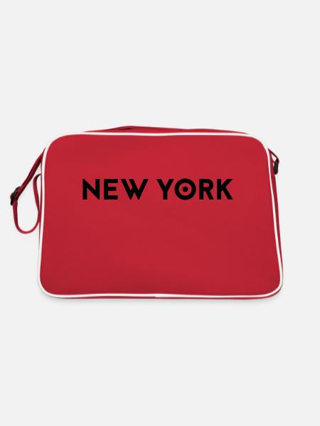 NEW YORK - Retro Tasche - Rot/Weiß - Hinten