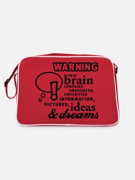 Brain - content - Hirn - Inhalt - 1C - Retro Tasche - Rot/Weiß - Hinten