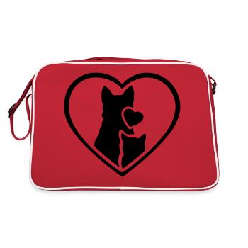 chat et chien ensemble ♥ chien et chat ensemble - Sac Retro - rouge/blanc - Dos