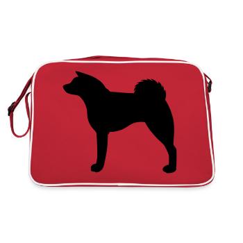 Akita Inu Silhouette - Retro Tasche - Rot/Weiß - Hinten