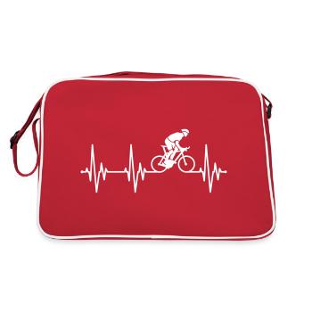 Bicycle cyclist cycling heartbeat - Retro Bag - red/white - Back