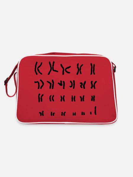 Chromosom xy Nerd-Shirt - Retro Tasche - Rot/Weiß - Hinten