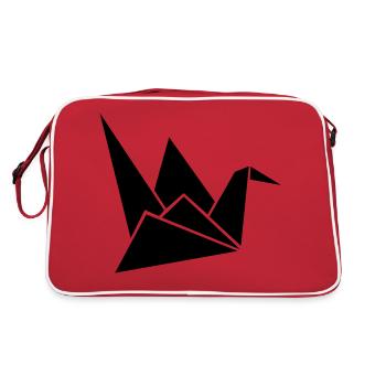 origami kranich - Retro Tasche - Rot/Weiß - Hinten