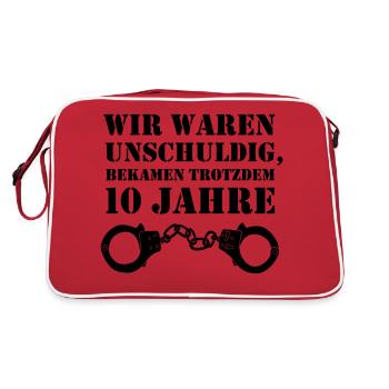 Wir waren unschuldig, bekamen trotzdem 10 Jahre II - Retro Tasche - Rot/Weiß - Hinten