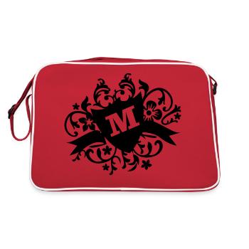 Buchstabe M im Wappen / fancy M (1c) - Retro Tasche - Rot/Weiß - Hinten