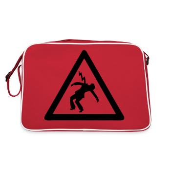 electrician lightning strike signs danger - Retro Bag - red/white - Back