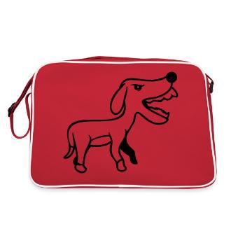 Chien, Furieux, Mordant, Dangereux, Agressif, Attaque - Sac Retro - rouge/blanc - Dos