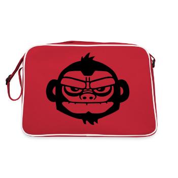 monkey vintage gorilla bored fun ape skull style - Retro Bag - red/white - Back