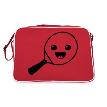Tischtennis Schläger Tennis Schläger mit Gesicht - Retro Tasche - Rot/Weiß - Hinten