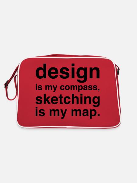 Designer Designerin Design 003 - Retro Tasche - Rot/Weiß - Hinten