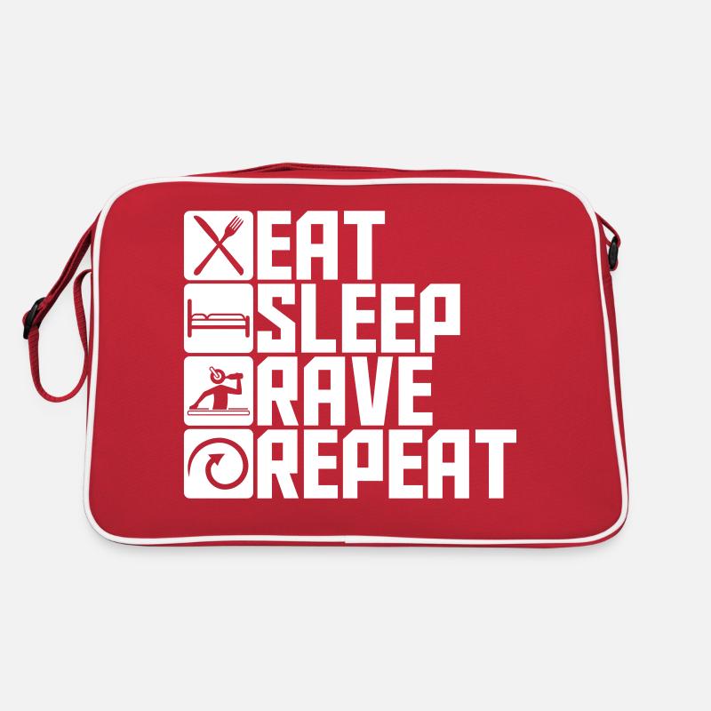 Manger dormir rave répéter nourriture sommeil corbeau disant Sac Retro