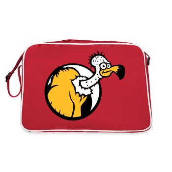 Geier Aasfresser Vogel lustig Geiern Aasgeier Spaß - Retro Tasche - Rot/Weiß - Hinten