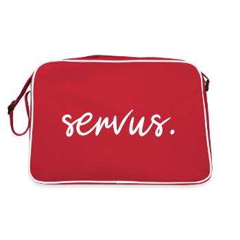 Servus Schriftzug, servus Begrüßung, traditionell - Retro Tasche - Rot/Weiß - Hinten