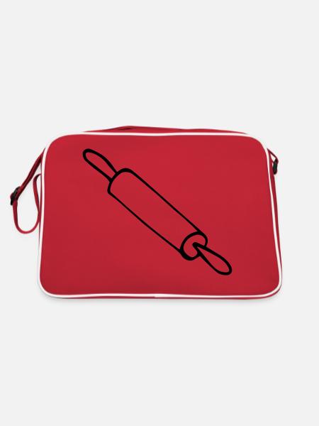 Nudelholz Weihnachten, Weihnachtsbäckerei - Retro Tasche - Rot/Weiß - Hinten