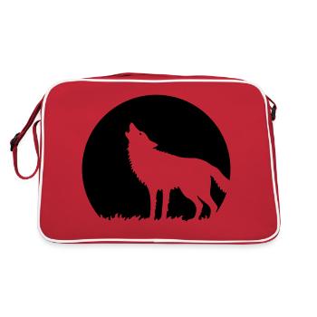 Howling Wolf At Full Moon (1C) - Retro Bag - red/white - Back