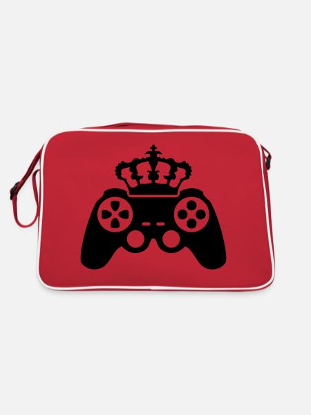 Gamer king Crown true controller logo King 8 bit - Retro Bag - red/white - Back